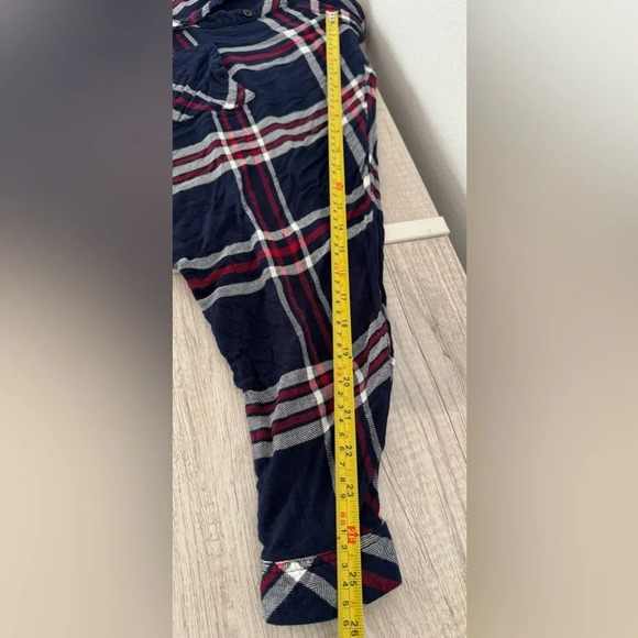 Rails Rayon Flannel Boxy Dolman Sleeve Button Up Shirt Navy Red Size Medium - Picture 3 of 7